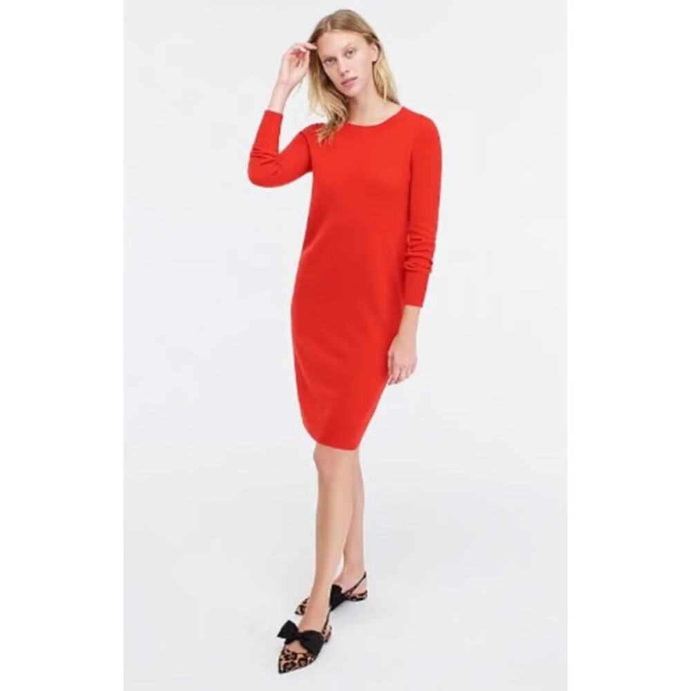 J. Crew 100% Cashmere Red Orange Sweater Dress